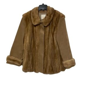 Vintage Jones Furs Mink & Suede Honey Brown Coat